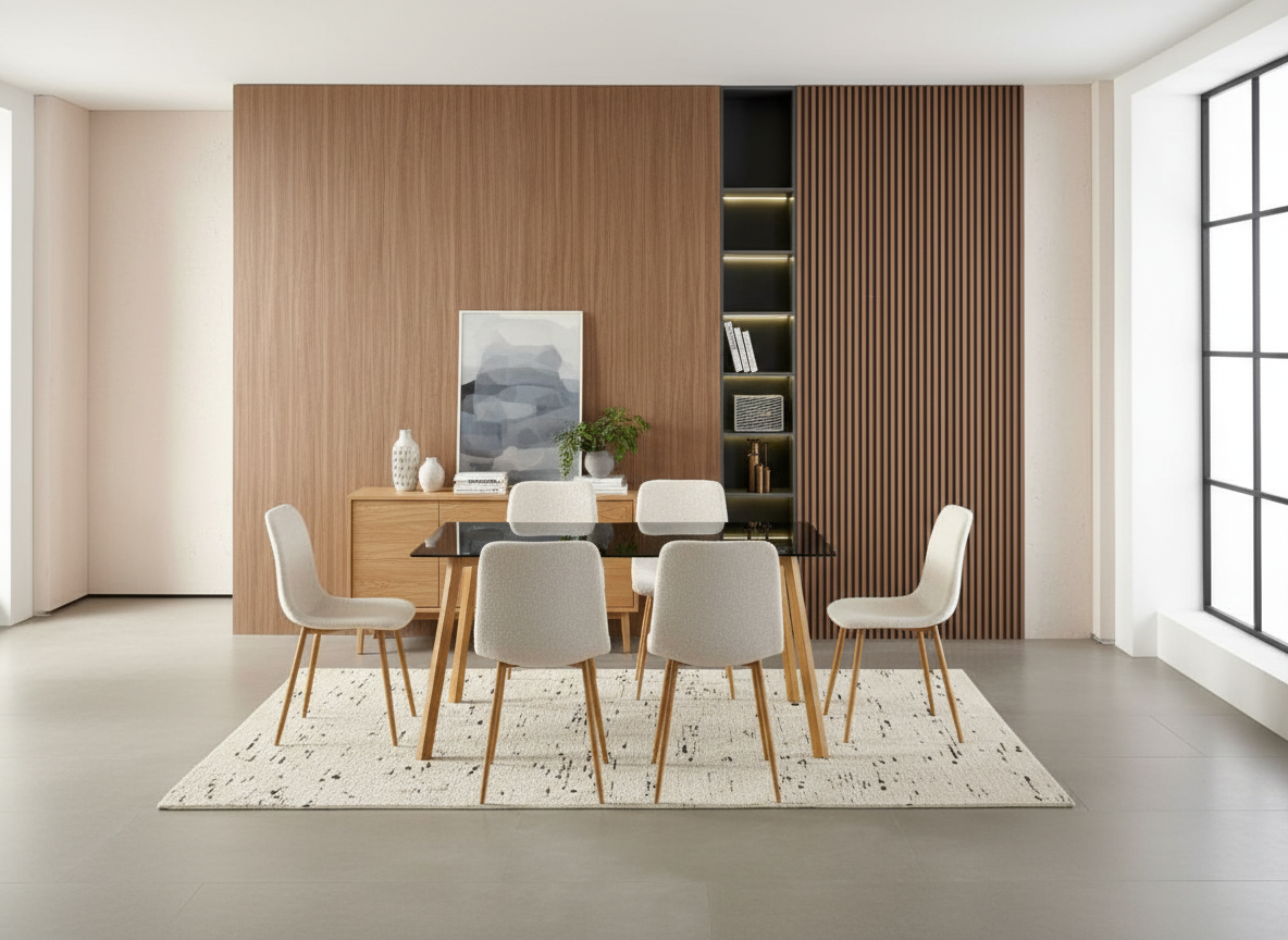  طاولة طعام 6 كرسي زجاج مضلل بتصميم جميل 
