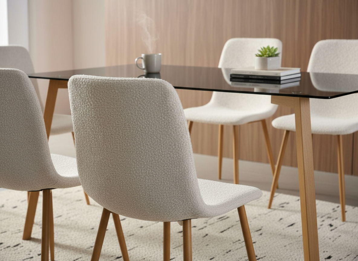  طاولة طعام 6 كرسي زجاج مضلل بتصميم جميل 