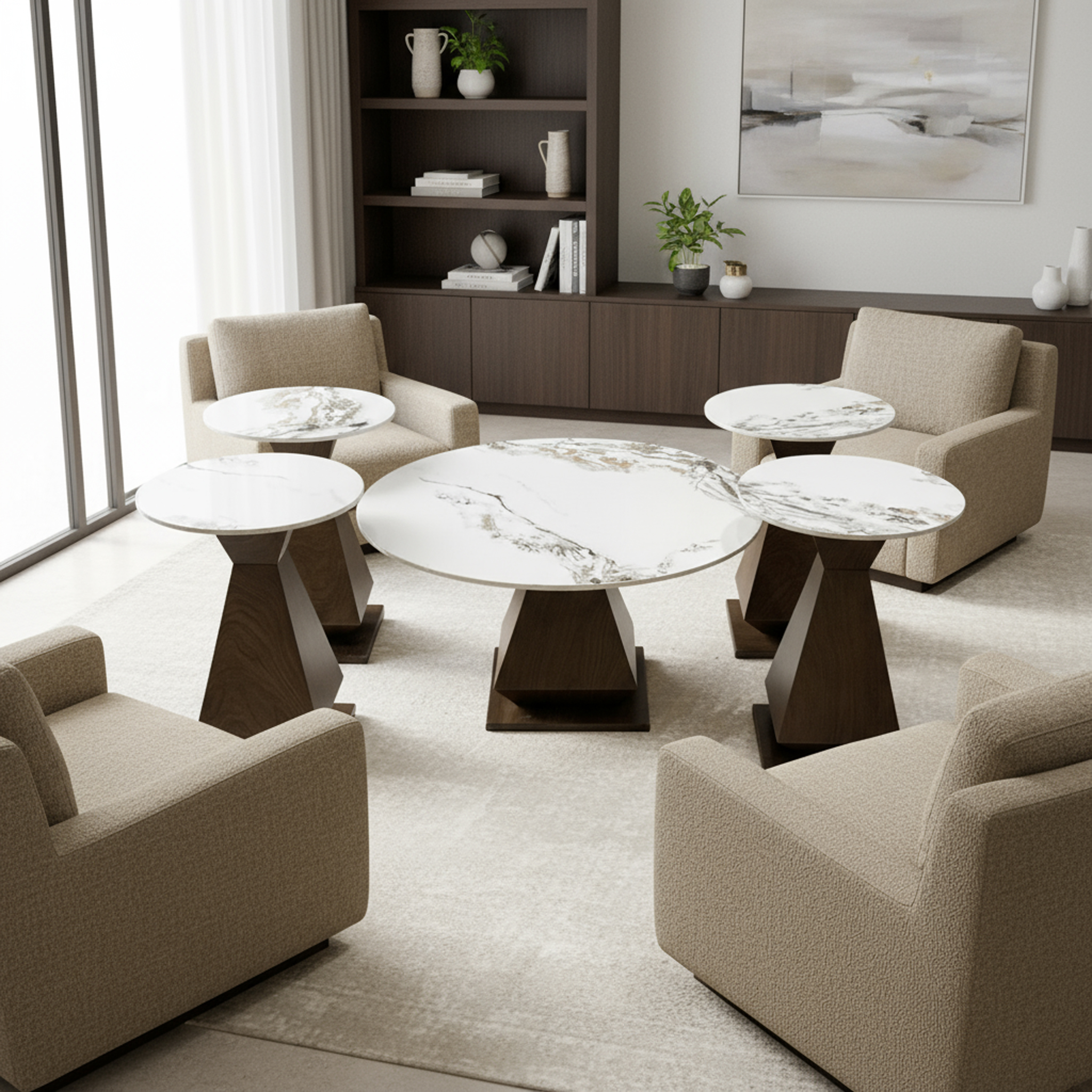  طقم طاولات كنب سراميك تصميم حديث 