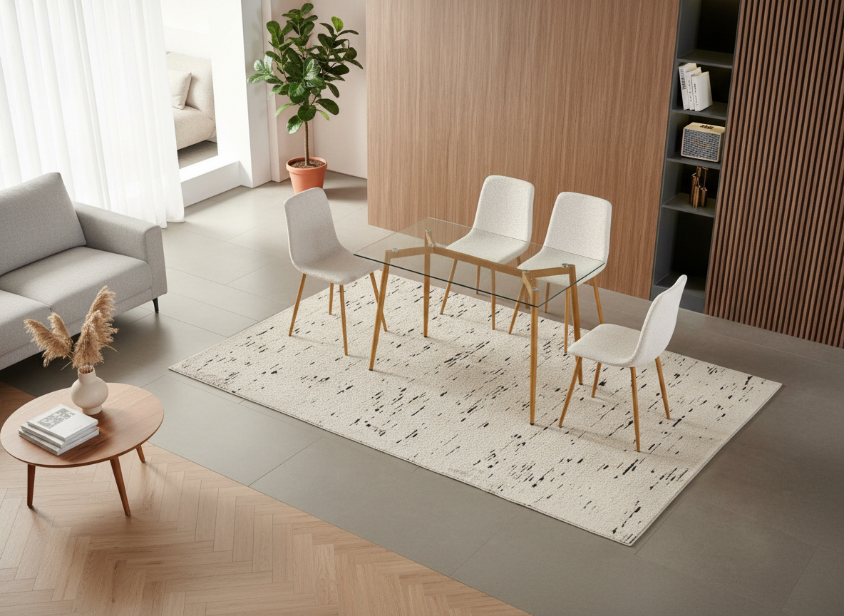  طاولة طعام 6 كرسي زجاج شفاف بتصميم جميل 