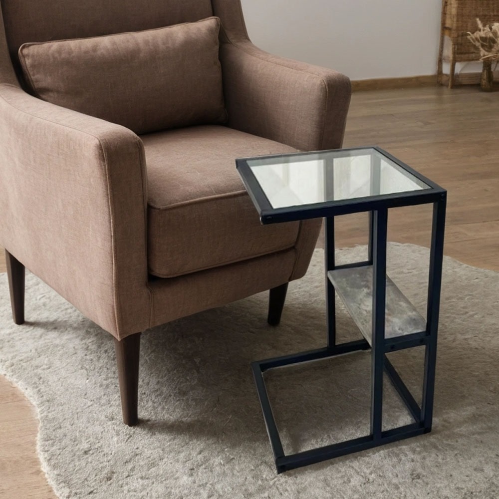  طاولة خدمة زجاج مفرد مقاس 35×35 سم 