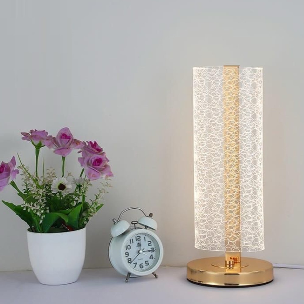  مصباح طاولة معدني ذهبي LED 