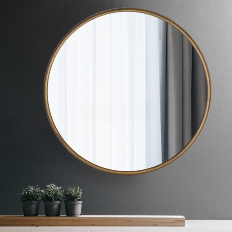  مراة حائط دائريه اطار ذهبي  معدن100×100سم 