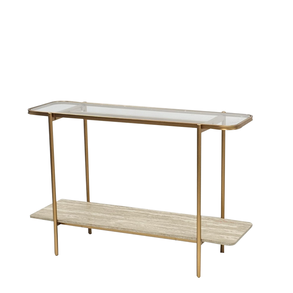  طاولة كونسول دورين زجاج مع خشب مقاس 80×40×120 سم 