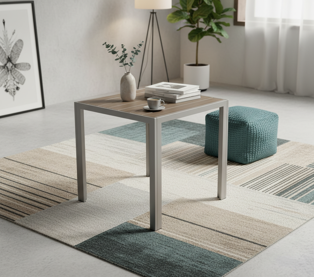  طاولة مفردة لون بيج مربعة بتصميم انيق75*80سم 