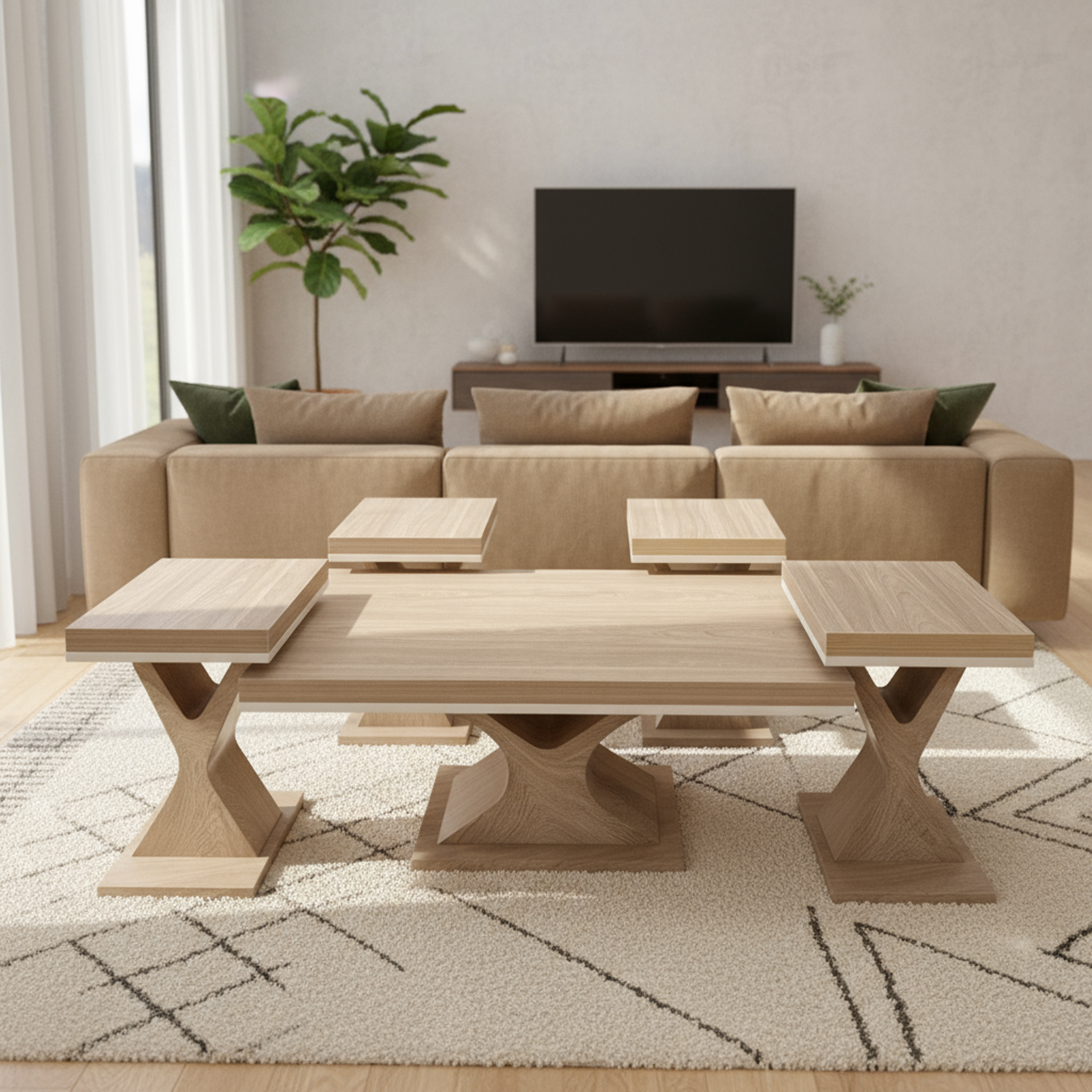  طقم طاولات خشب تصميم حديث 