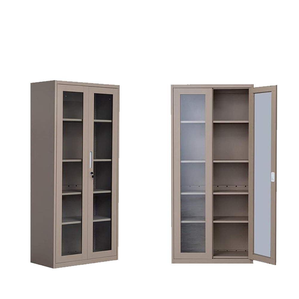  دولاب مكتبي حديد 2 باب زجاج مقاس 40*85*1.85 سم 