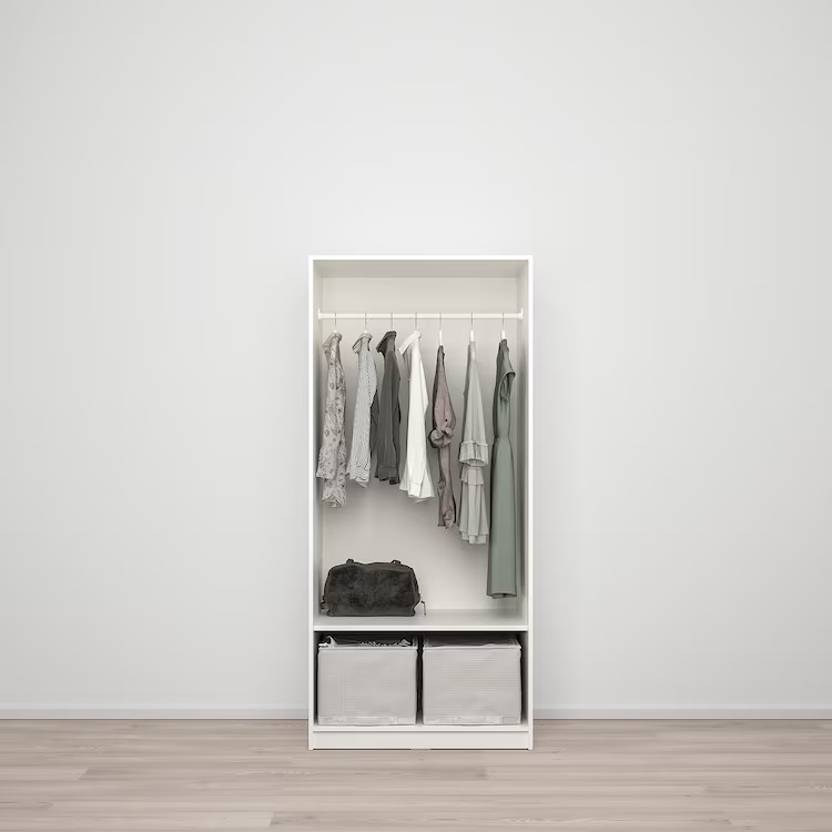  دولاب ملابس ببابين, أبيض, ‎79x176 سم‏ 