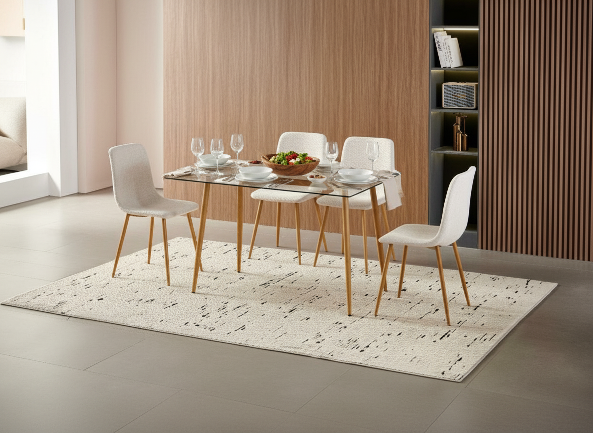  طاولة طعام 6 كرسي زجاج شفاف بتصميم جميل 