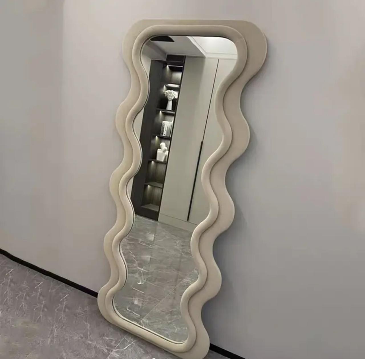  مرآة أرضية اطار بيج فاتح 60×160 سم 