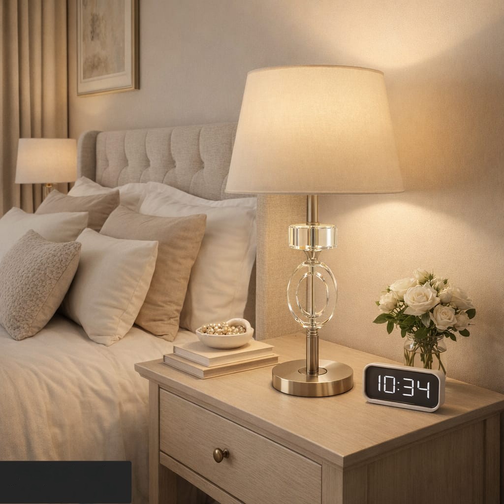  اباجورة كريستال فضي تصميم انيق 
