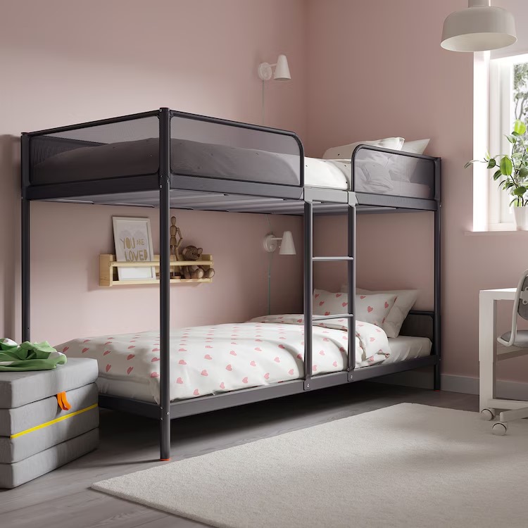  إطار سرير بطابقين., رمادي غامق, ‎90x200 سم‏ 