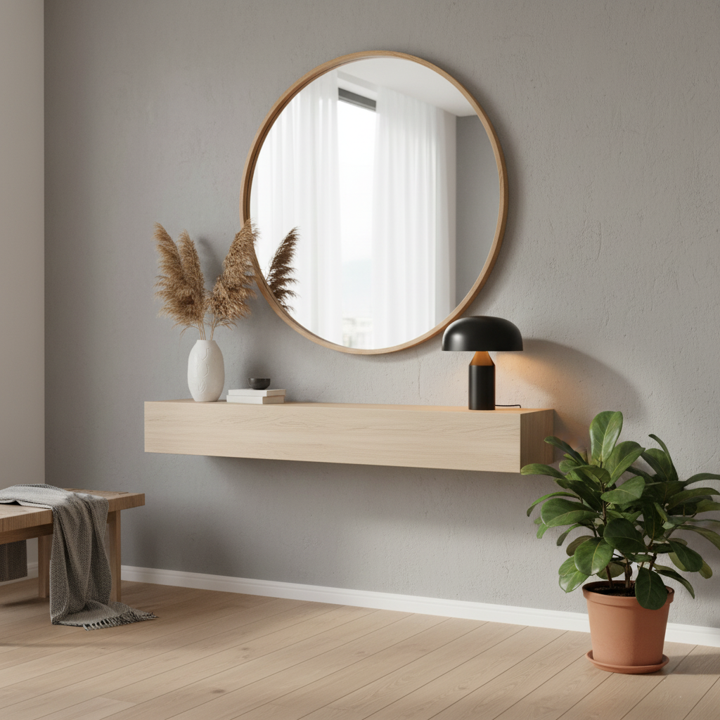  مرايا بإطار خشبي دائري 80*80 