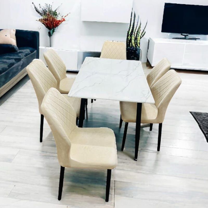  طاولة طعام سيراميك 6 كراسي  