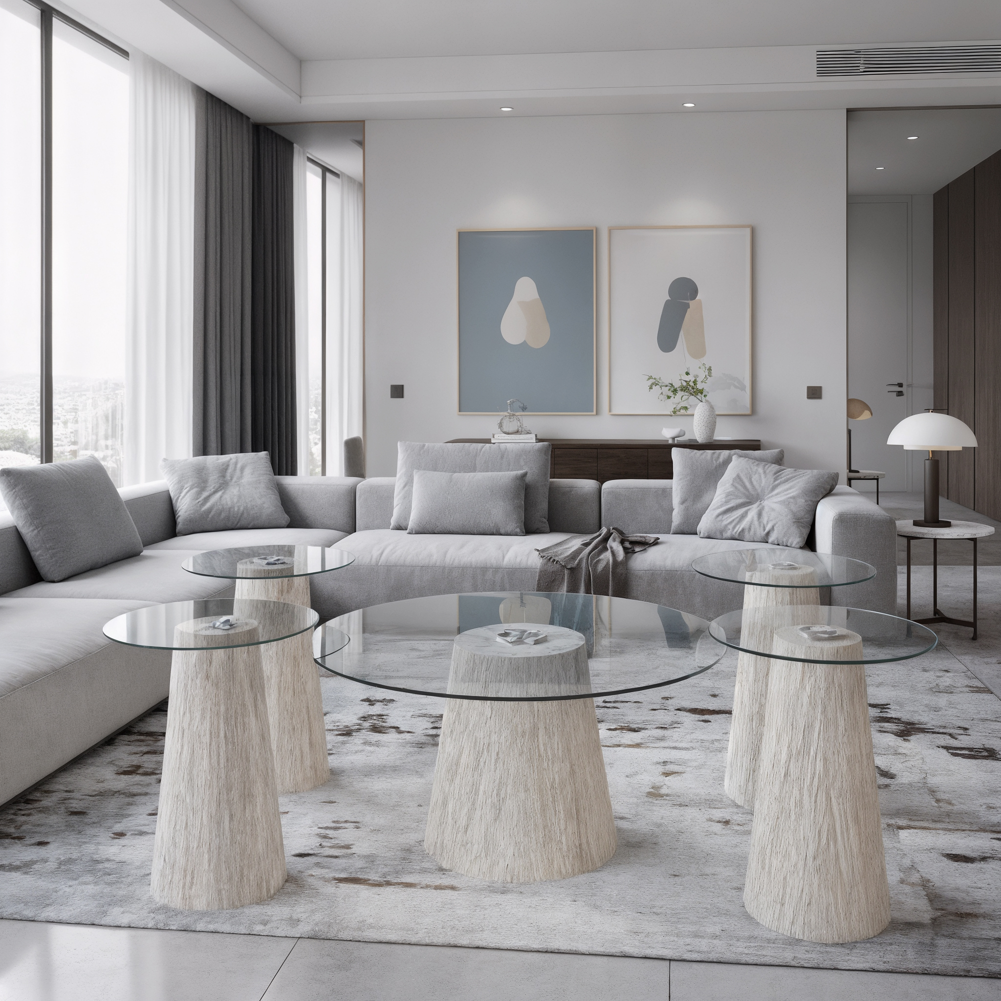  طقم طاولات زجاج 5 قطع 