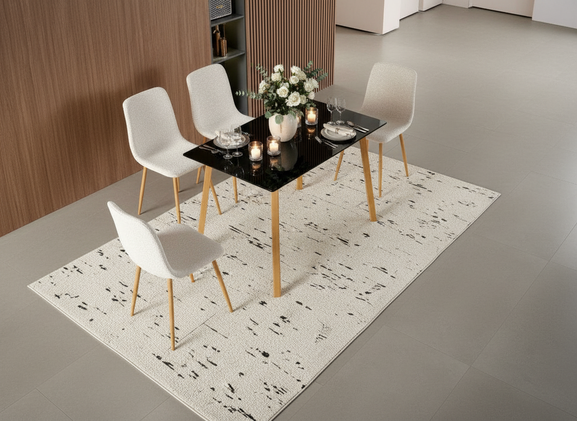  طاولة طعام 4 كرسي زجاج مضلل بتصميم جميل 