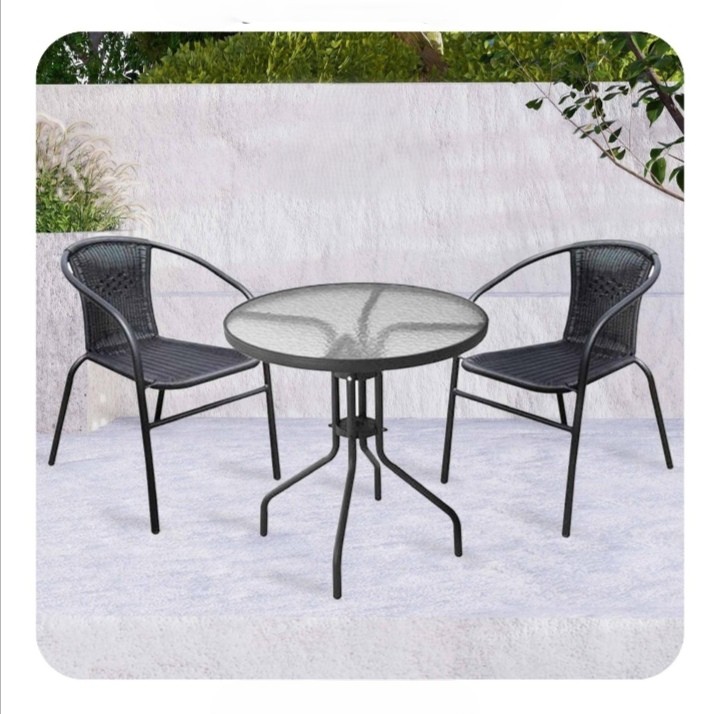  طقم طاولة زجاج مع 2 كراسي مقاس 70*60 سم 