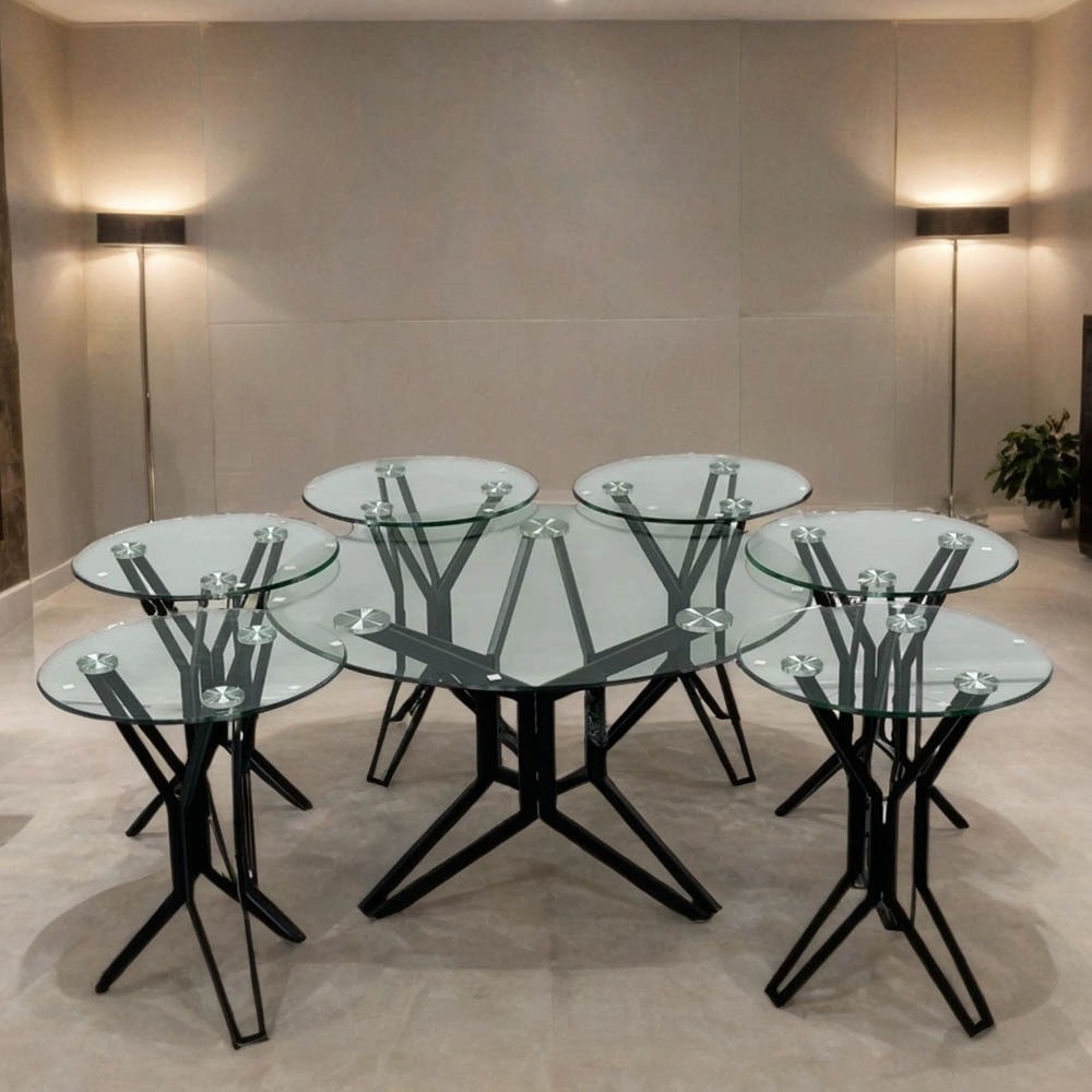  طقم طاولات شاي زجاج 7 قطع 
