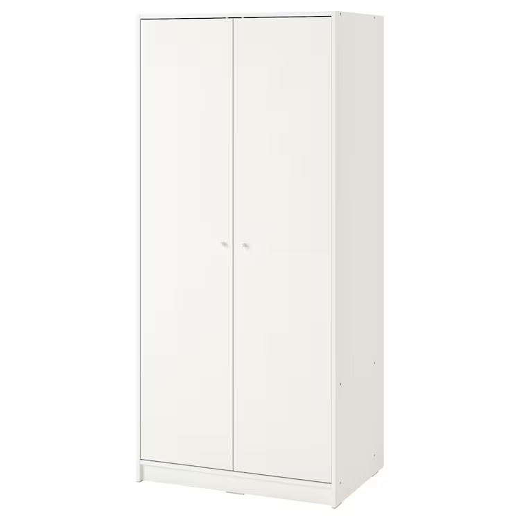  دولاب ملابس ببابين, أبيض, ‎79x176 سم‏ 