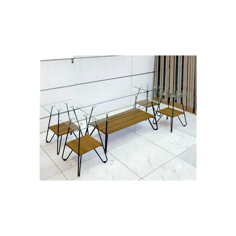  طاولات خدمة سطح زجاج 5 قطع 