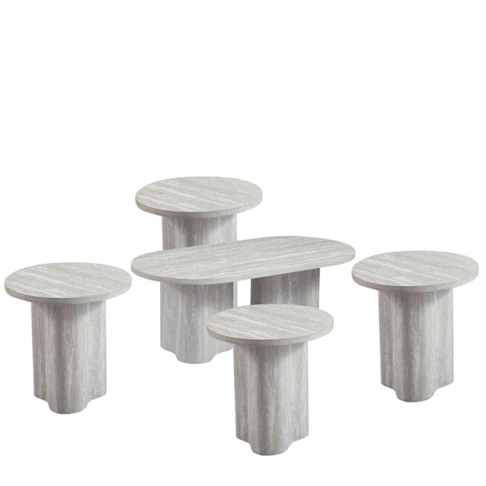 طقم طاولات شاي خشب 5 قطع Gray 