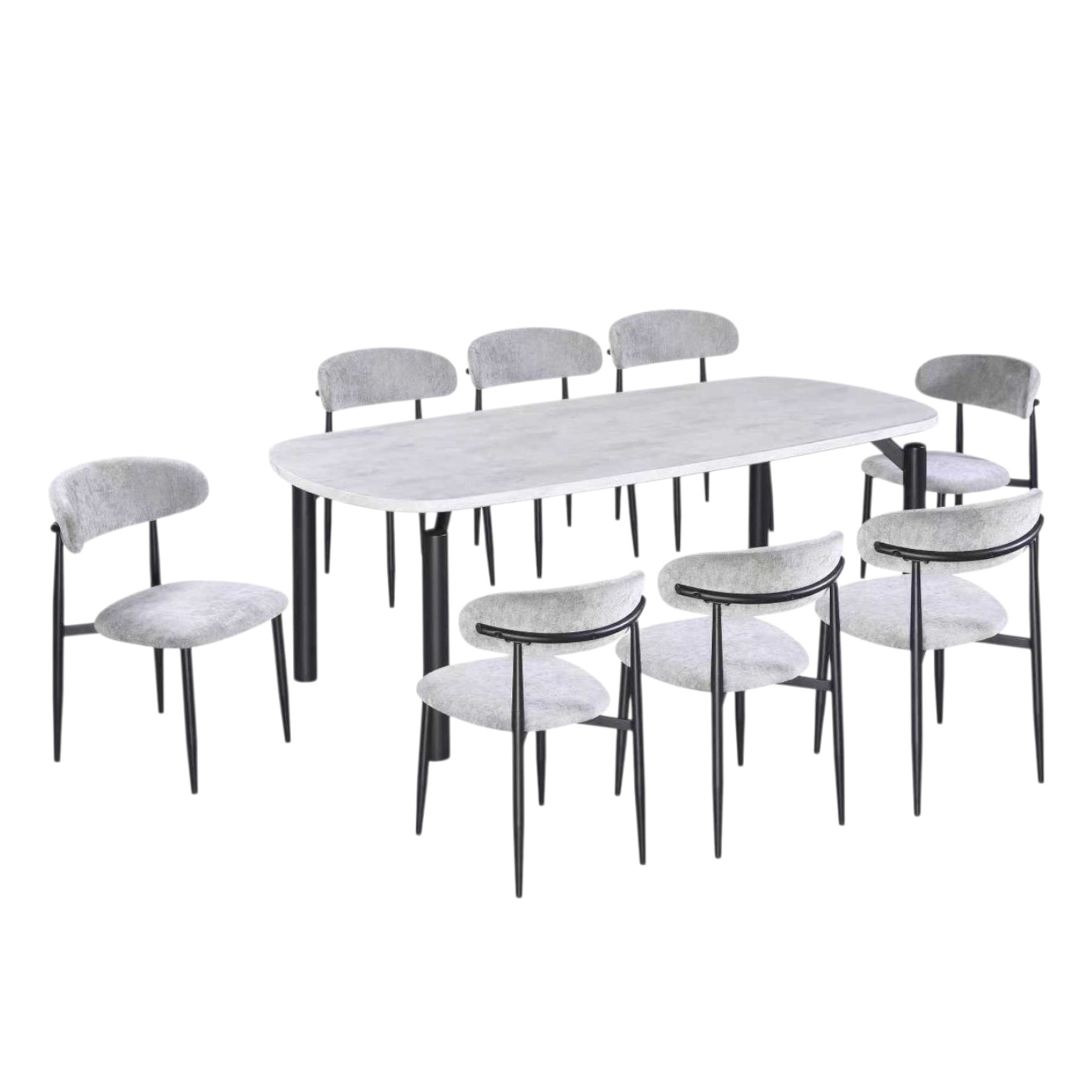  طاولة طعام رخام 8 كراسي لون جري 
