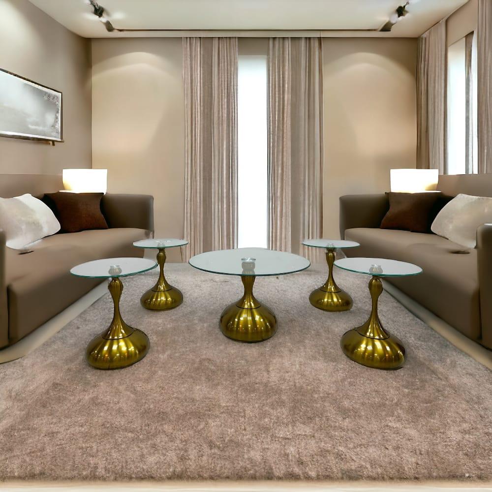  طقم طاولات شاي زجاج - 5 قطع 
