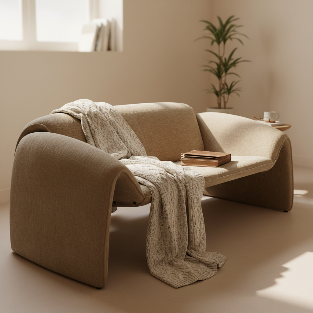  كنب ثنائي بيج (لوف سيت) بتصميم انسيابي 