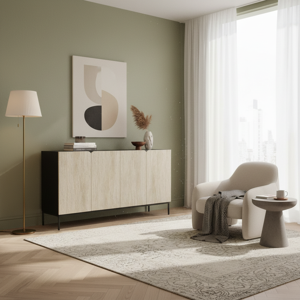  دولاب بوفية بأربعة أبواب ذو تصميم عصري 