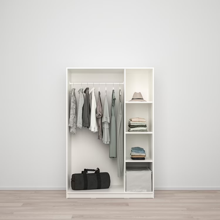  دولاب ملابس مع 3 أبواب, أبيض, ‎117x176 سم 