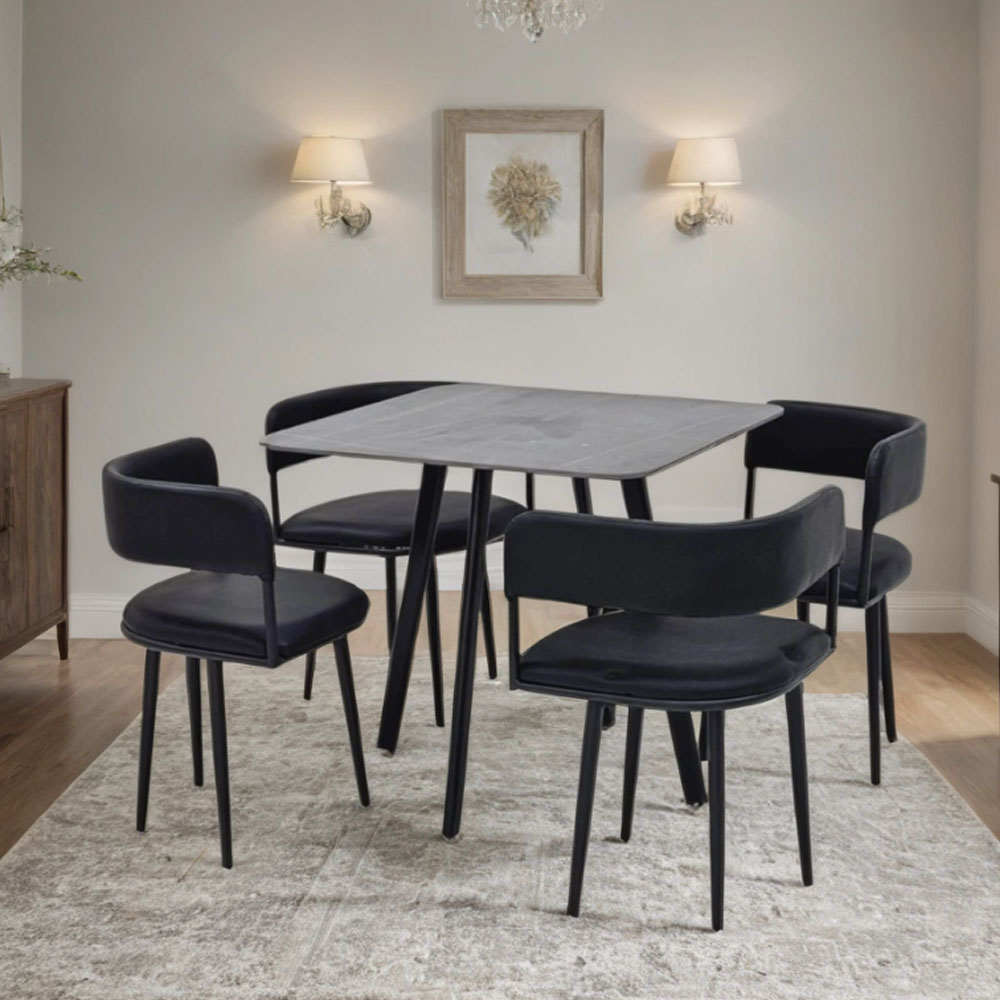  طاولة طعام سيراميك 4 كراسي مقاس 74×80×80 سم 