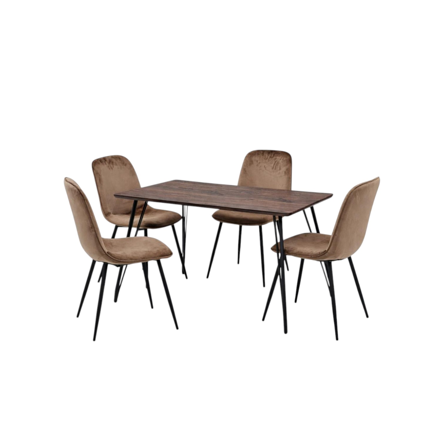  طاولة طعام 4 كراسي خشب لون بني مقاس 77×70×120 