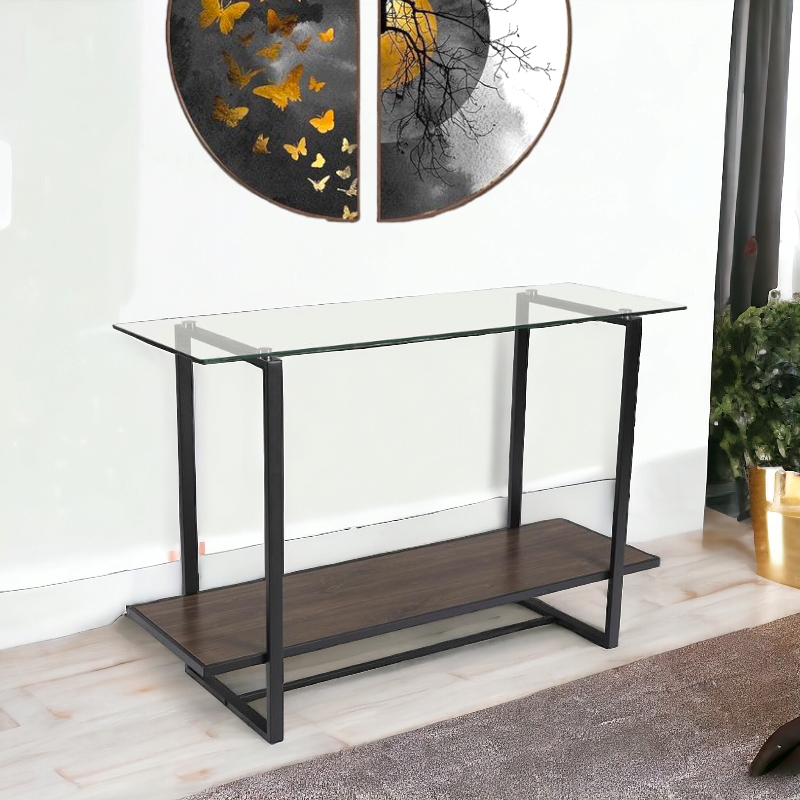  كونسول  استقبال زجاج خشب  76x120x40سم 