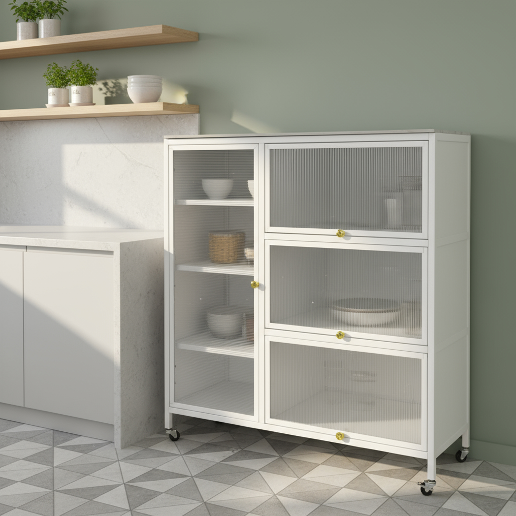  دولاب متعدد الاستخدام لون ابيض 100*38*115 