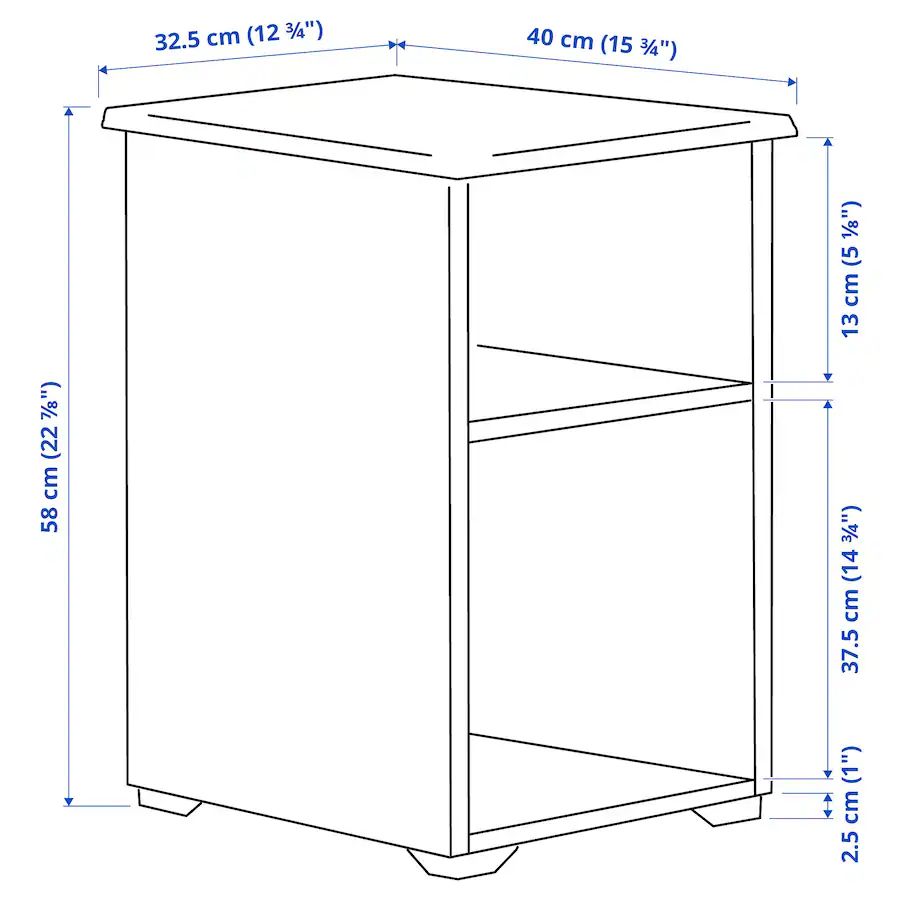  طاولة جانبية, أسود-أزرق, ‎40x32 سم‏ 