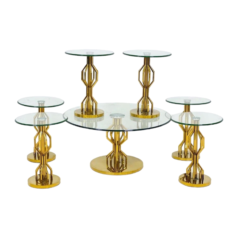    طقم طاولات استيل زجاج -7قطع 