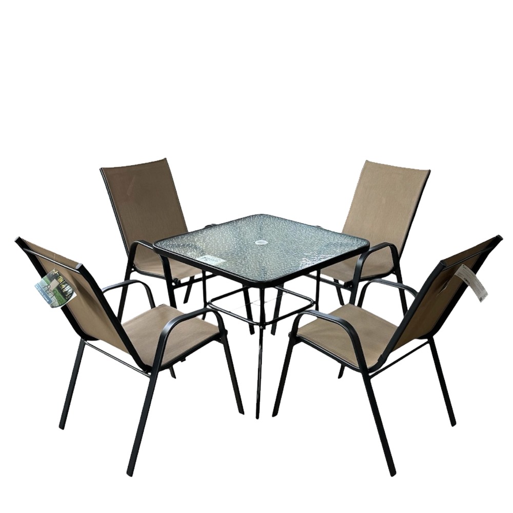   طاولة طعام خارجية زجاج 4 كراسي مقاس 70*80*80 سم 