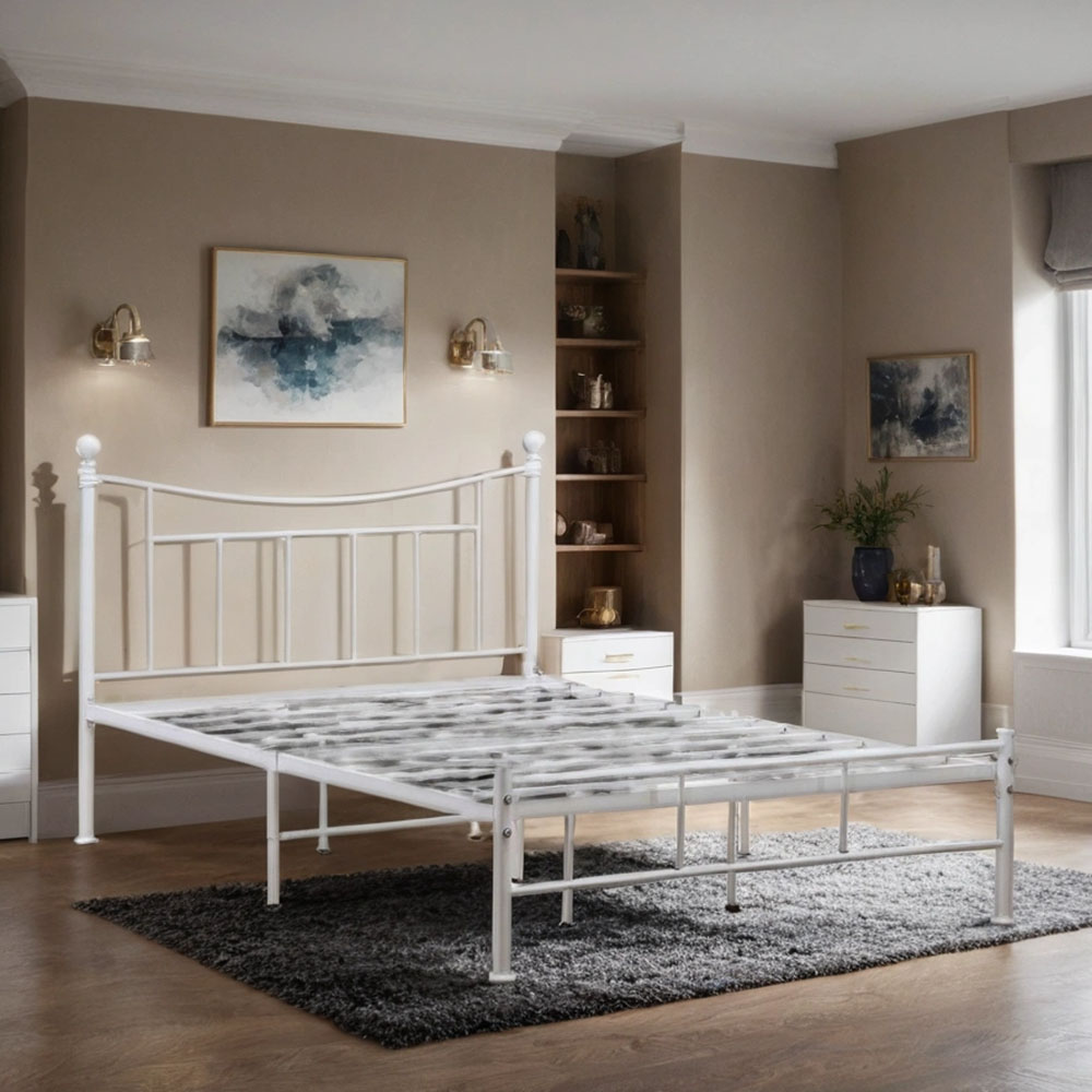  هيكل سرير حديد أبيض مودرن مقاس 200X140سم 