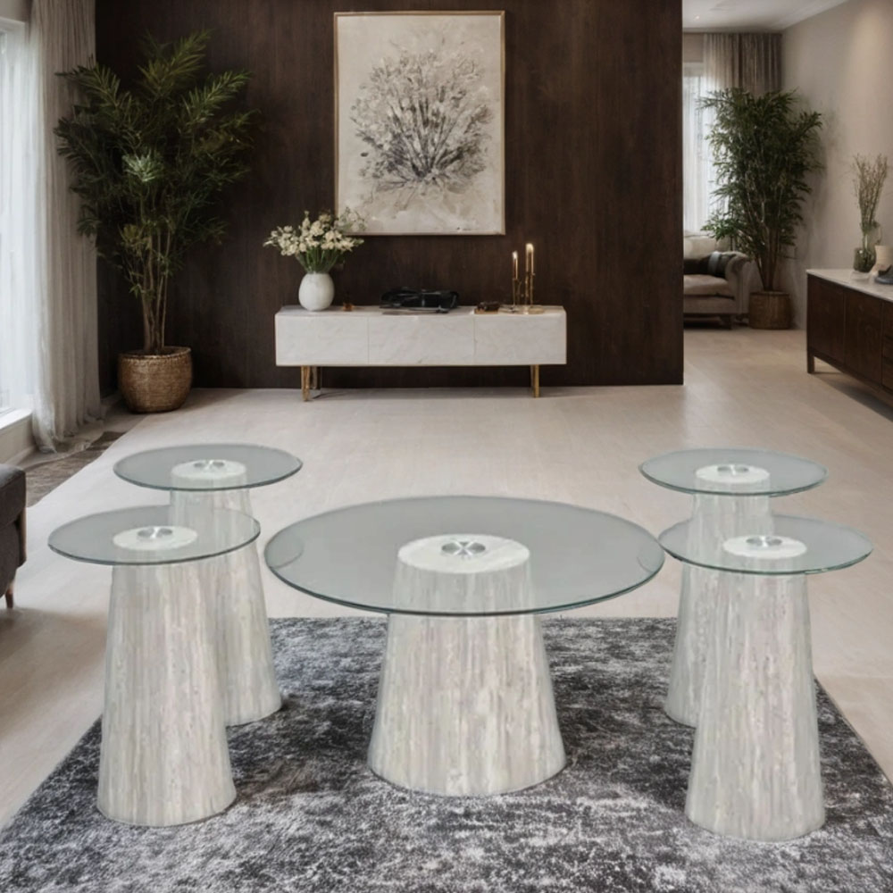  طقم طاولات زجاج 5 قطع 
