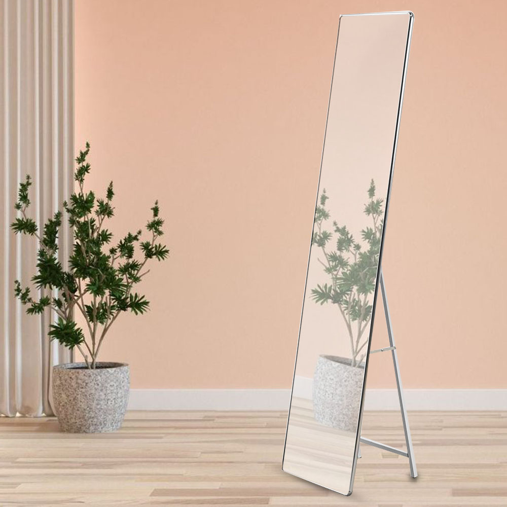   مرآة أرضية اطار  فضي معدن40×160 سم 
