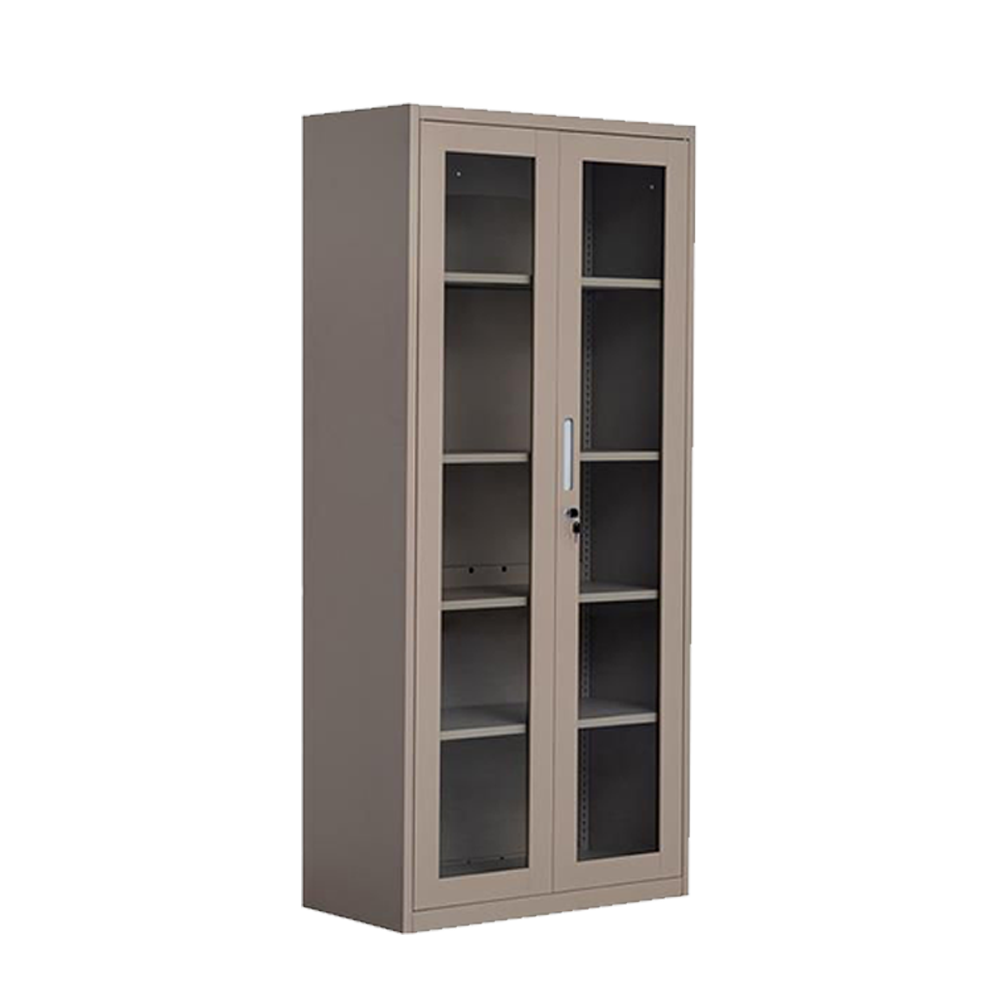  دولاب مكتبي حديد 2 باب زجاج مقاس 40*85*1.85 سم 