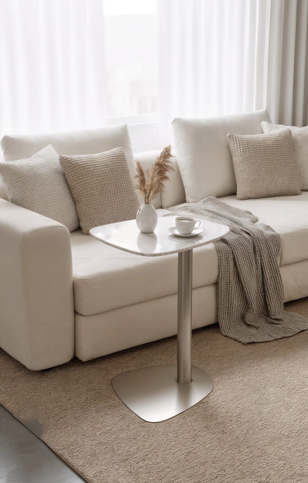  طاولة خدمة رخام فضي بتصميم عصري 35*34*57سم 