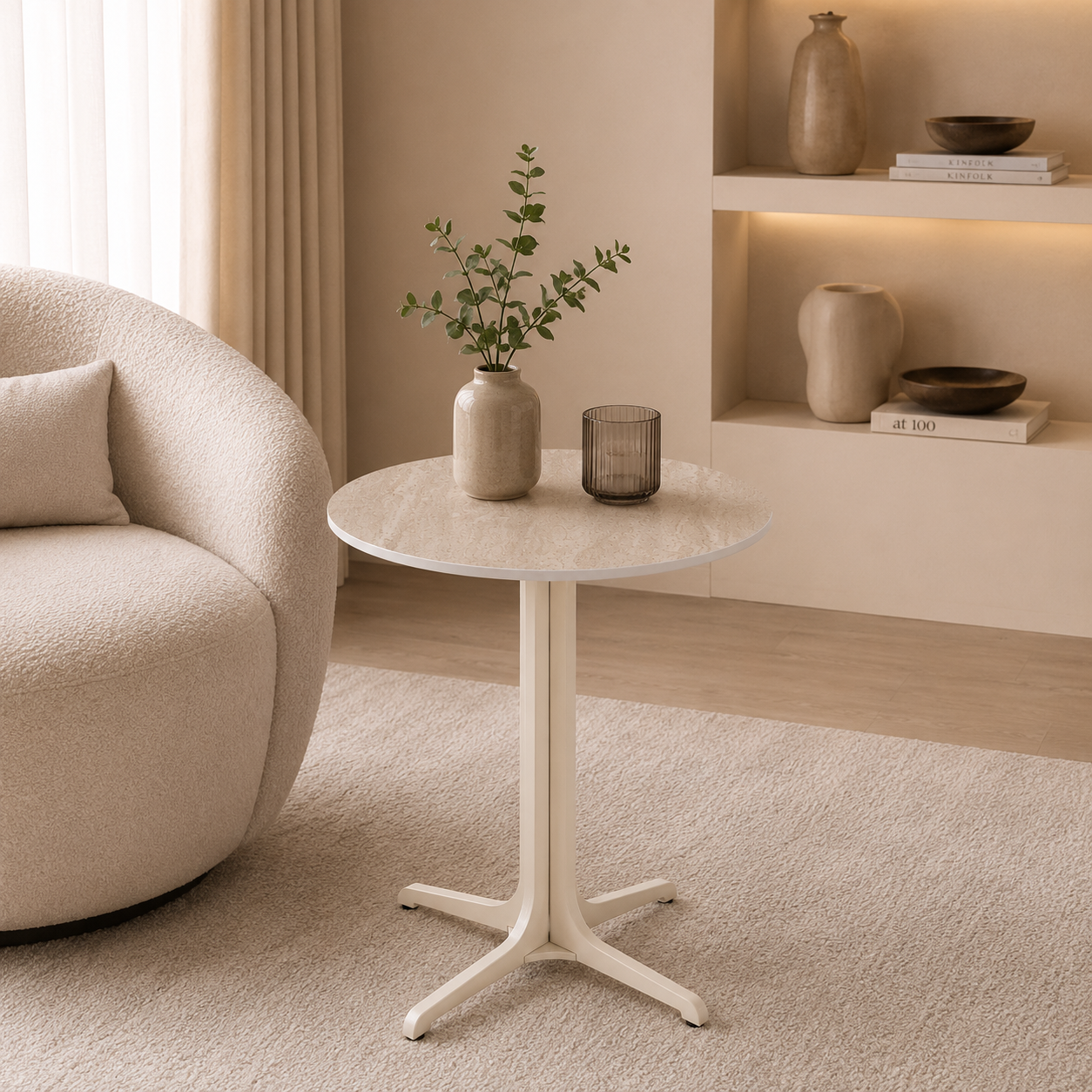  طاولة خدمة سيراميك دائري 45*45سم 