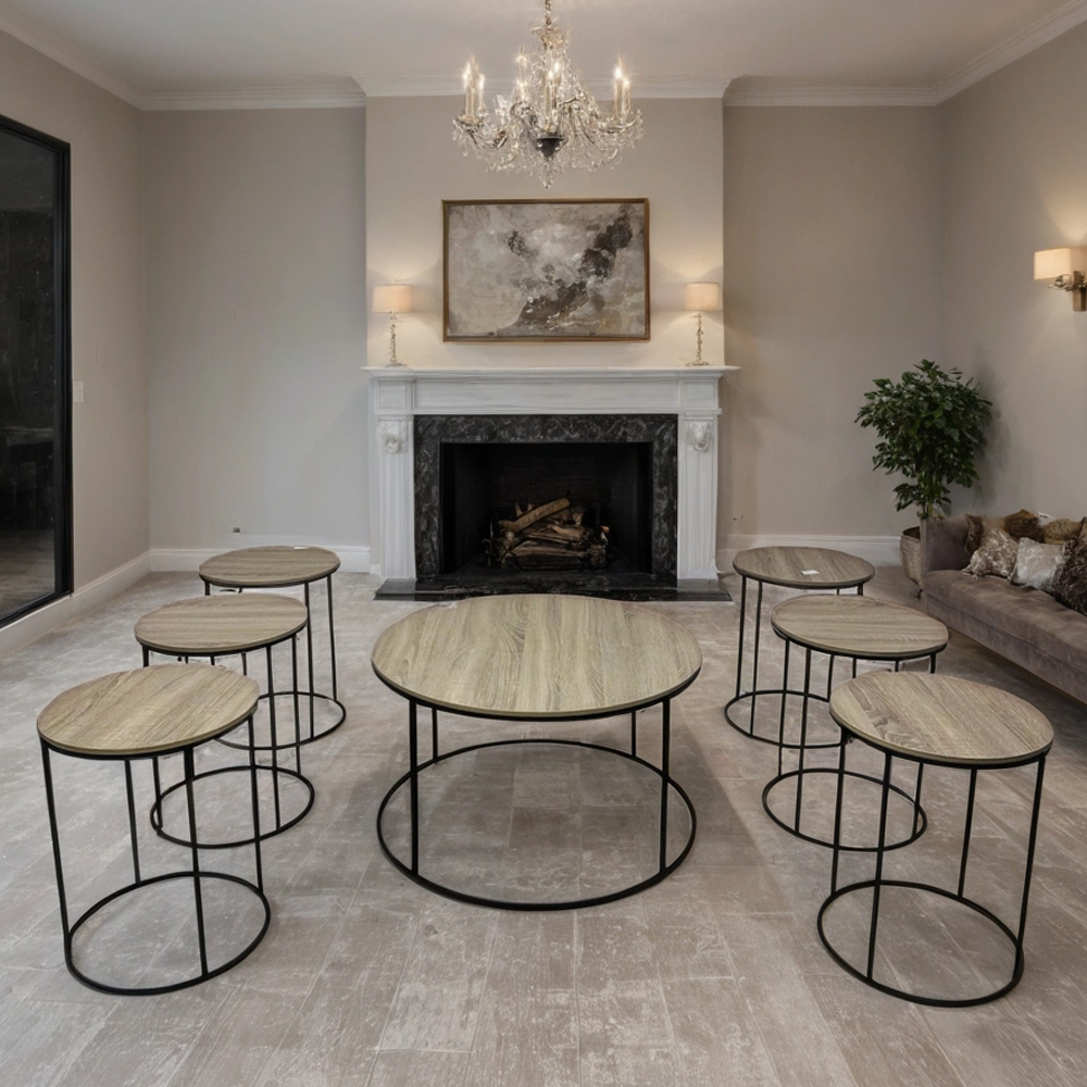  طقم طاولات شاي خشب 7 قطع 