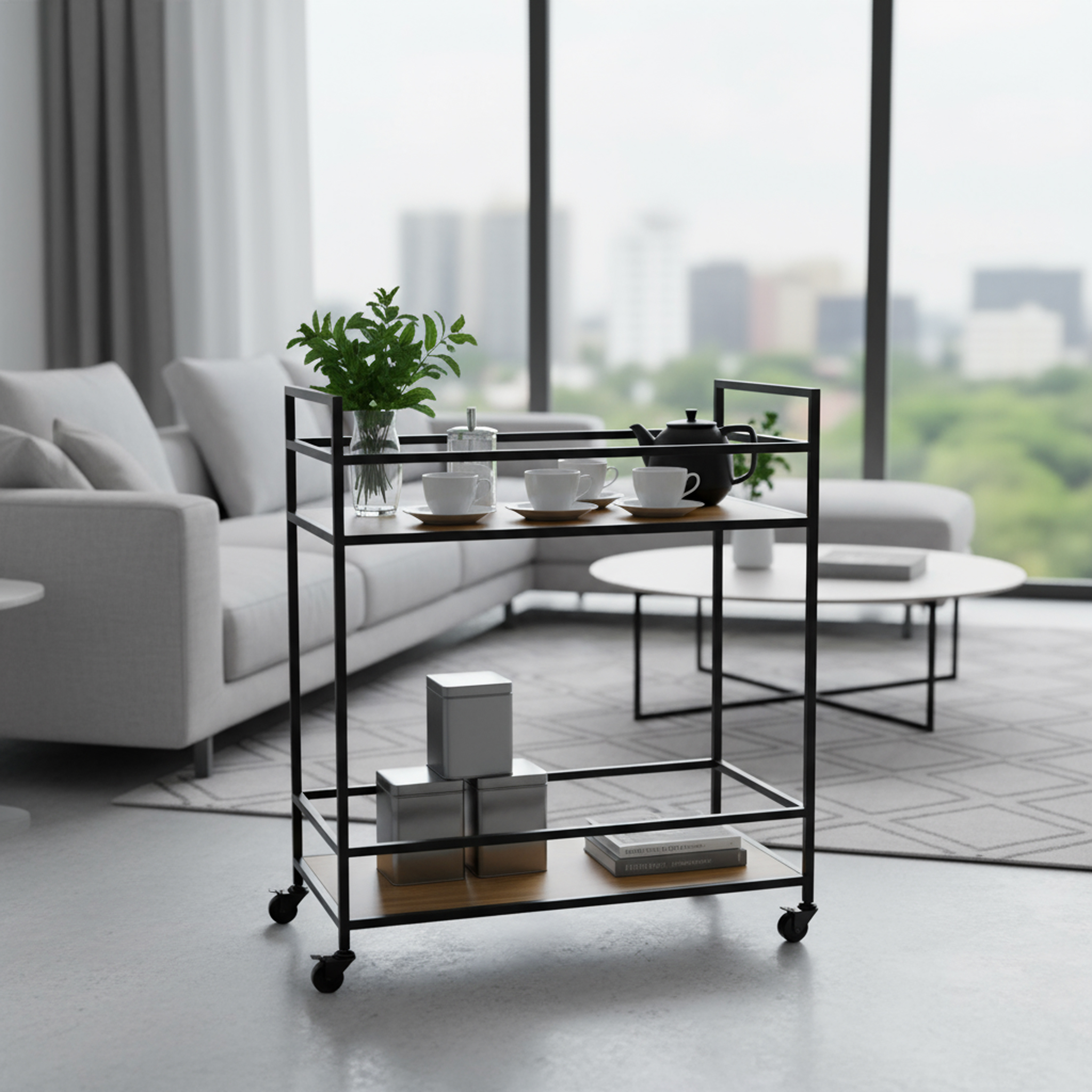 عربية شاي بني دورين بتصميم عصري 