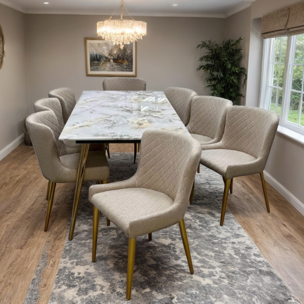  طاولة طعام رخام 8 كراسي مقاس 90*190 سم 