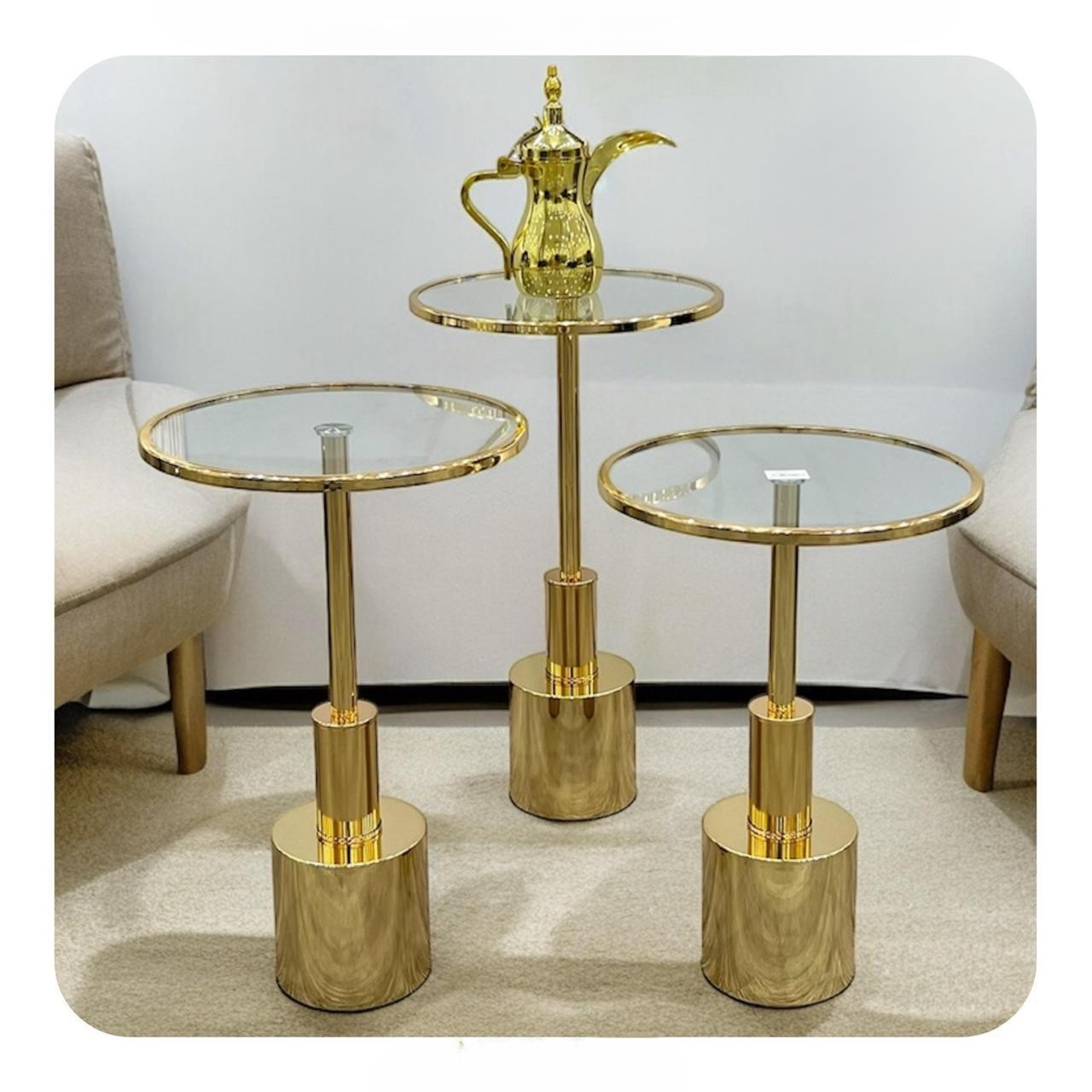  طقم طاولات خدمة زجاج 3 قطع 