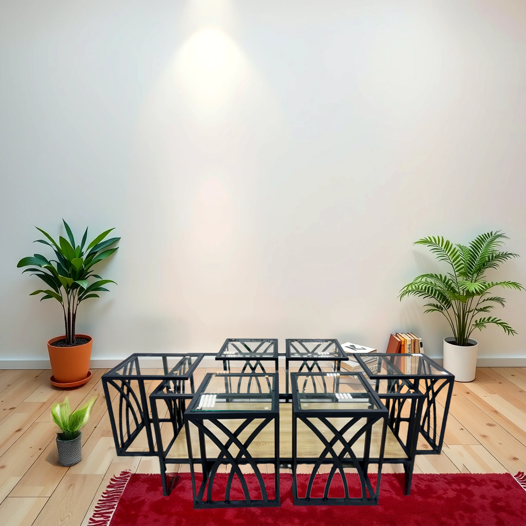  طقم طاولات شاي سطح زجاج 7 قطع 