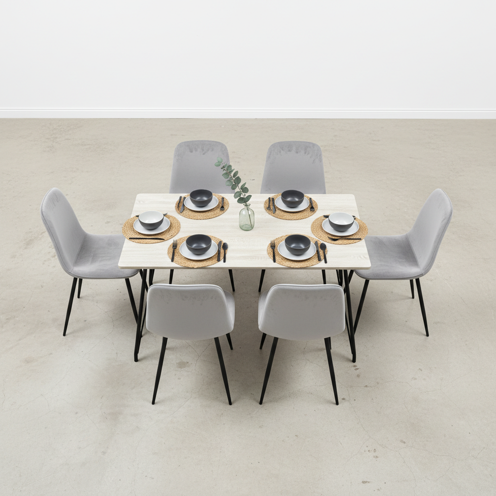  طاولة طعام 6 كراسي خشب بتصميم أنيق مقاس 77×90×150 