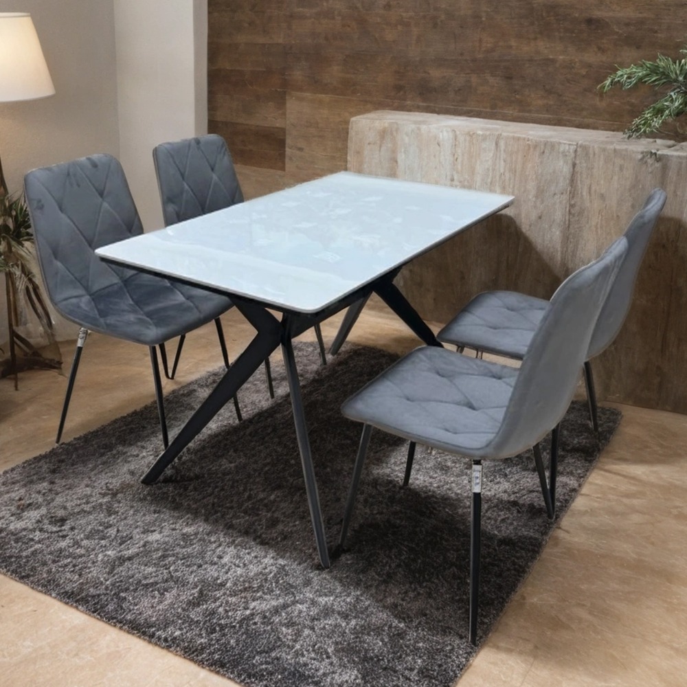  طاولة طعام سيراميك مدبل بخشب 4 كراسي مقاس 75*70*120 سم 